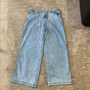 Oat Light Blue Denim Pants with Drawstring 8